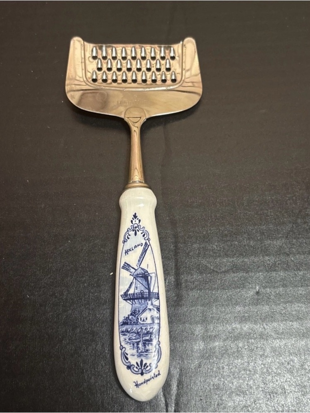 Henri Willig Stainless Steel Porcelain Hand painted Dutch Cheese Grater Windmill
